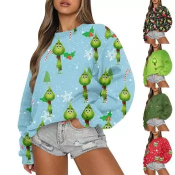 Женские осенне-зимние топы, женская толстовка с длинными рукавами, повседневные флисовые топы с круглым вырезом, свободный крой, половер L армия зеленый