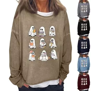 Женские осенне-зимние топы, женская толстовка с длинными рукавами, повседневные флисовые топы с круглым вырезом, свободный крой, половер L чёрный