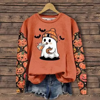 Женские осенне-зимние топы, женская толстовка с длинными рукавами, повседневные флисовые топы с круглым вырезом, свободный крой, половер XXXL оранжевый