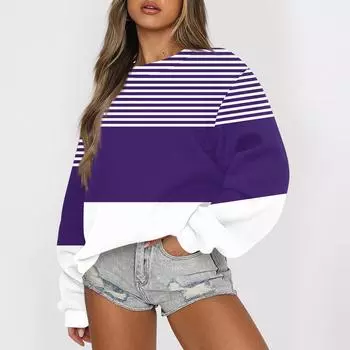 Женские осенне-зимние топы, женская толстовка с длинными рукавами, повседневные флисовые топы с круглым вырезом, свободный крой, половер S фиолетовый