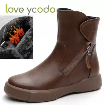 Женские осенне-зимние удобные ботинки Marton из натуральной кожи, модные кожаные ботинки на плоской подошве для девочек и студентов, размеры 35-43 41 чёрный