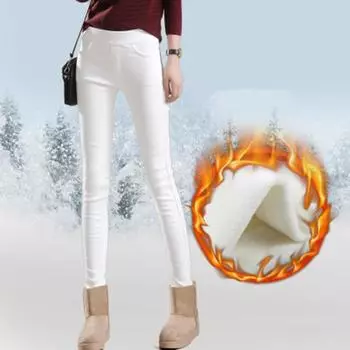 Женские осенне-зимние утепленные однотонные брюки с подкладкой, облегающие брюки Temperament 4XL белый