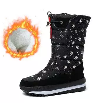 Женские осенне-зимние утепленные утолщенные теплые длинные водонепроницаемые повседневные спортивные ботинки с нескользящей плоской подошвой, однотонные зимние ботинки 39