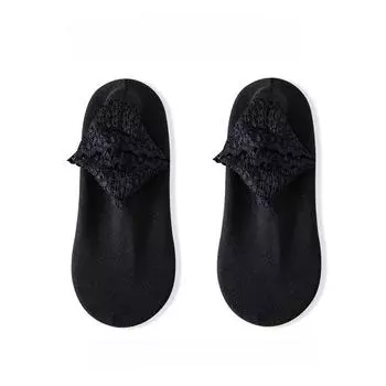 Женские осенне-зимние утолщенные теплые флисовые носки, кружевные носки до щиколотки, нескользящие носки-тахо One size чёрный