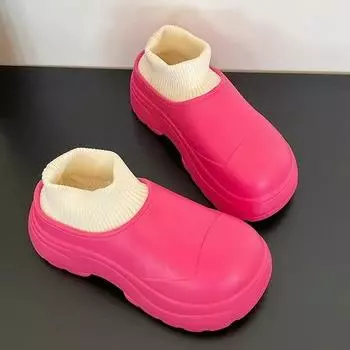 Женские осенне-зимние зимние сапоги, теплая обувь на толстой подошве, непромокаемая нескользящая плюшевая домашняя уличная модная повседневная хлопковая обувь 40 белый