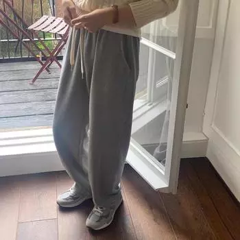 Женские осенние бархатные повседневные спортивные брюки - брюки прямого кроя для осени и зимы One Size слоновая кость/белый