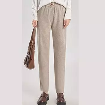 Женские осенние бархатные шаровары, свободные, утолщенные, теплые, повседневные брюки с высокой талией, прямые брюки больших размеров M чёрный