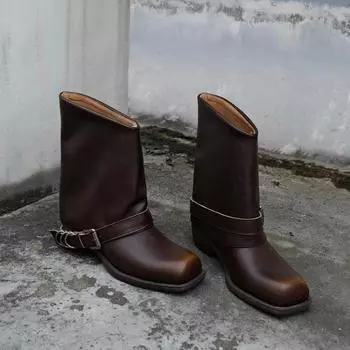 Женские осенние ботильоны, модные, размер плюс 43, удобные, женские, на толстом каблуке, с пряжкой на ремне, римские сапоги 35