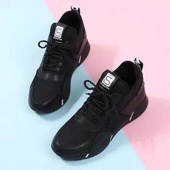 Женские осенние черные повседневные кроссовки женские новые удобные спортивные туфли дышащие кроссовки женские кроссовки на платформе 36 чёрный