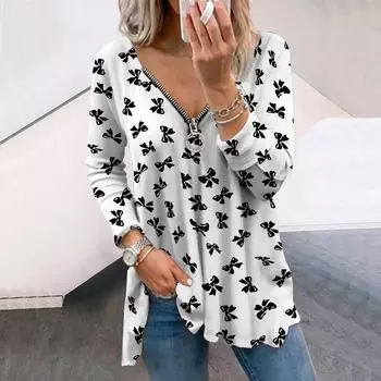 Женские осенние цветочные черные бабочки с длинным рукавом, свободные футболки с V-образным вырезом больших размеров, удобные блузки XS розовый