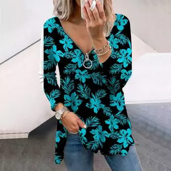 Женские осенние цветочные розовые цветочные принты с длинным рукавом футболки свободные V-образным вырезом больших размеров футболки топы удобные блузки XS розовый
