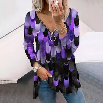 Женские осенние футболки с длинным рукавом и принтом капель дождя, свободные футболки больших размеров с V-образным вырезом, удобные блузки XS розовый