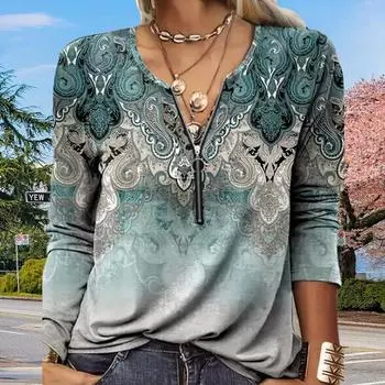 Женские осенние футболки с длинным рукавом в стиле ретро с цветочным принтом, свободные футболки с V-образным вырезом больших размеров, удобные блузки XS розовый