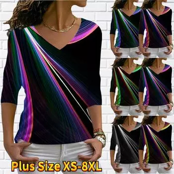 Женские осенние футболки с длинными рукавами и цветочным принтом «Свет, как тень», свободные футболки с v-образным вырезом, большие размеры, топы, удобная блузка XS синий