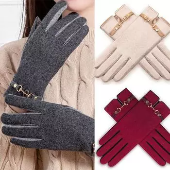 Женские осенние и зимние кашемировые перчатки, теплые и кашемировые перчатки для сенсорной езды, модные шерстяные перчатки с сенсорным экраном, женские бежевый