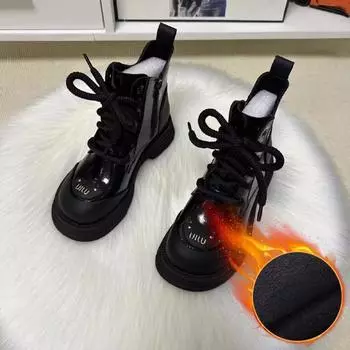 Женские осенние и зимние короткие ботинки с круглым носком, толстым покатым дном и боковой молнией, повседневные однотонные зимние ботинки на среднем каблуке 40