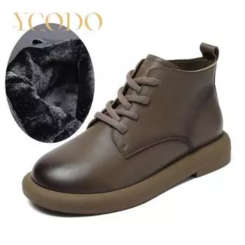 Женские осенние и зимние кожаные ботильоны, повседневные и удобные студенческие ботинки Marton для девочек 35