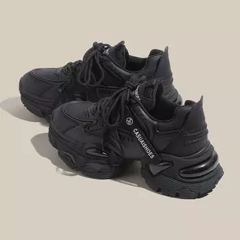 Женские осенние и зимние легкие повседневные кроссовки в стиле ретро на платформе в стиле ретро 35 чёрный