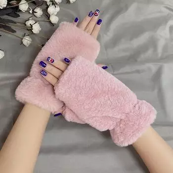 Женские осенние и зимние милые теплые перчатки ветрозащитные бархатные утолщенные перчатки студенческие писчие перчатки розовый
