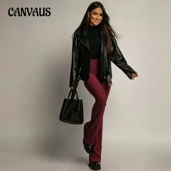 Женские осенние и зимние модели с высокой талией, однотонные модные повседневные широкие свободные брюки S чёрный