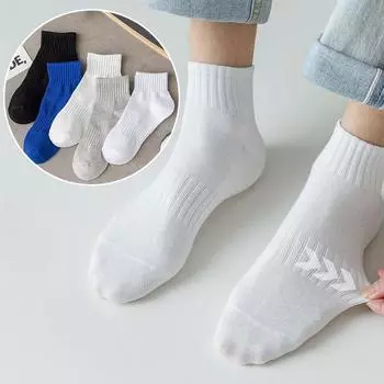 Женские осенние и зимние носки средней длины, однотонные, универсальные, дышащие, короткие носки, повседневные спортивные носки one size чёрный