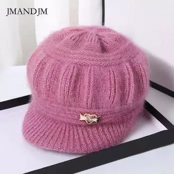 Женские осенние и зимние новые шапки вязаные повседневные модные утолщенные плюшевые теплые шерстяные шапки One Size