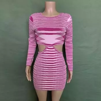 Женские осенние и зимние обтягивающие цветные шерстяные трикотажные платья с длинным рукавом S фиолетовый