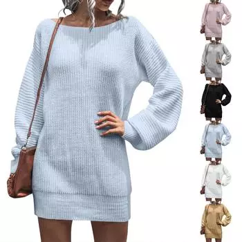 Женские осенние и зимние однотонные повседневные вязаные свитера с длинными рукавами L чёрный