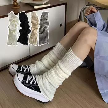 Женские осенние и зимние сапоги для снега, японские носки Spice Girls Y2K, многослойные носки для теленка чёрный