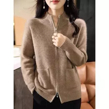 Женские осенние и зимние свитера и бархатные кардиганы, полуводолазки с двойной молнией, свободные свитера, кардиганы, трикотажные топы One Size