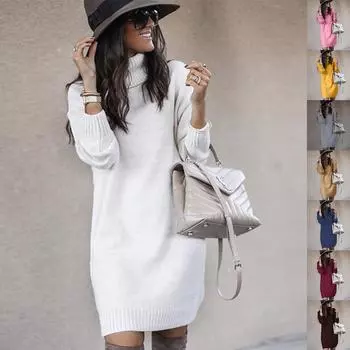 Женские осенние и зимние свитера, однотонные, средней длины, с высоким воротом, свитера-пуловеры XS белый