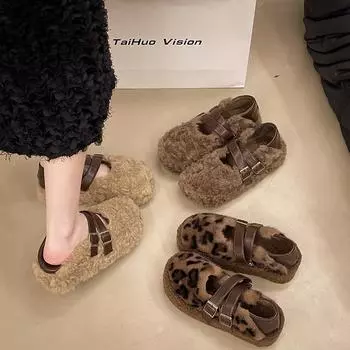 Женские осенние и зимние теплые туфли Мэри Джейн, женские уличные мокасины на плоской мягкой подошве с флисовой подкладкой 35