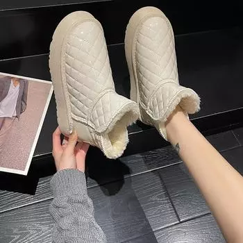 Женские осенние и зимние толстые бархатные зимние сапоги для тепла 35 чёрный