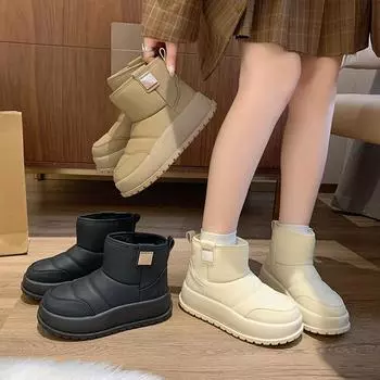 Женские осенние и зимние толстые подошвы с утепленными утепленными зимними сапогами, водонепроницаемые, износостойкие, повседневные, теплые ботинки 40