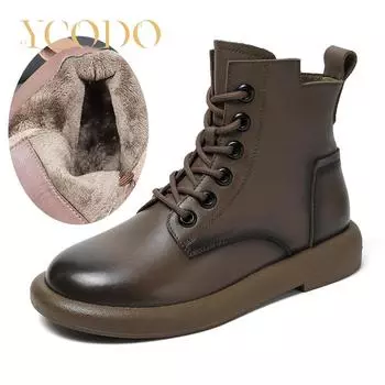 Женские осенние и зимние удобные ботинки Marton из натуральной кожи, студенческие ботинки для девочек в повседневном стиле 40