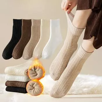 Женские осенние и зимние утолщенные теплые махровые носки, мягкие махровые носки, чулки в стиле колледжа, носки-тапочки One size белый