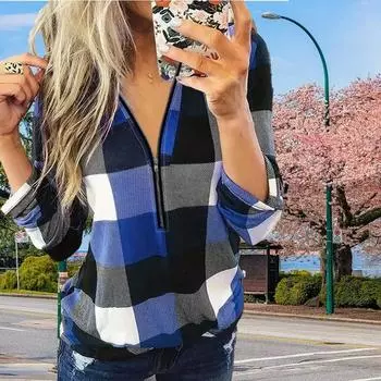 Женские осенние контрастные цветные квадратные футболки с длинным рукавом, свободные футболки с V-образным вырезом больших размеров, удобные блузки XS фиолетовый