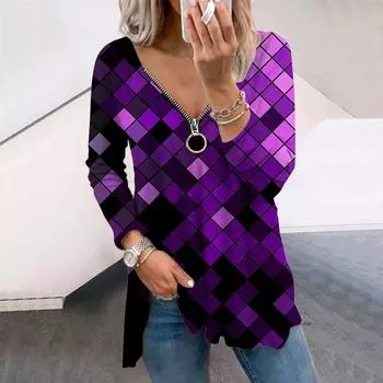 Женские осенние квадратные блестящие футболки с длинным рукавом, свободные футболки с V-образным вырезом больших размеров, удобные блузки XS розовый