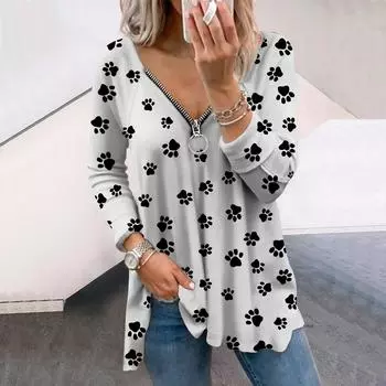 Женские осенние мини-футболки с длинным рукавом и принтом «собачий коготь», свободные футболки больших размеров с V-образным вырезом, удобные блузки XS розовый