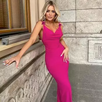 Женские осенние модные сексуальные облегающие вечерние платья с открытой спиной и подтяжками S розы красного