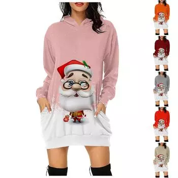 Женские осенние модные топы с длинными рукавами, толстовки, пуловеры, осенняя одежда, повседневные удобные топы с рождественскими принтами, свободные топы M красный