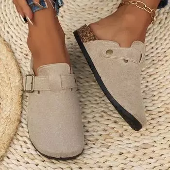 Женские осенние новые модные дизайнерские туфли-мюли с круглым носком, простые однотонные туфли для улицы, женские туфли на плоской подошве, большие размеры 41 покинуть белый