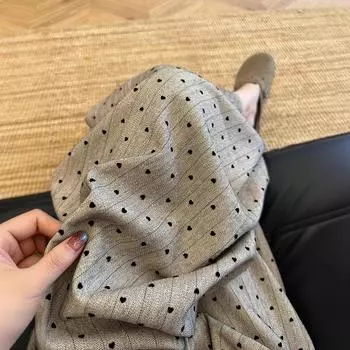 Женские осенние новые широкие брюки цвета хаки с эластичной талией в полоску в горошек S светло-серый