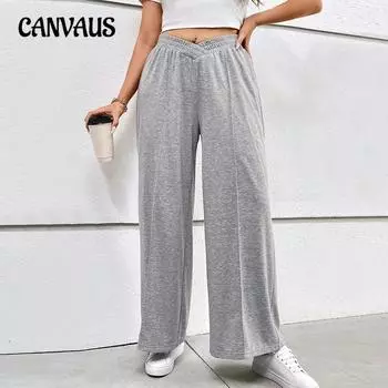 Женские осенние новые спортивные брюки с эластичной резинкой на талии для отдыха с широкими штанинами 1XL