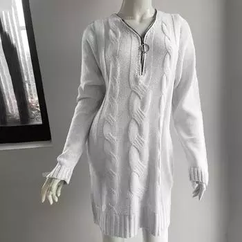 Женские осенние облегающие платья макси с длинным рукавом, сексуальное облегающее коктейльное платье с рюшами на шее, трикотажное платье L белый