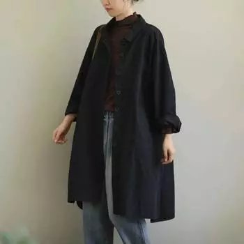 Женские осенние пальто с длинным рукавом и пуговицами, свободные женские плащи в китайском стиле M хаки