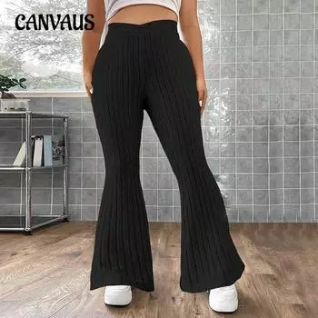 Женские осенние простые модные повседневные драпированные тонкие широкие брюки 1XL чёрный