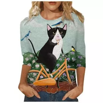 Женские осенние пуловеры с круглым вырезом и рукавами три четверти с принтом S