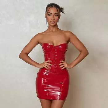 Женские осенние сексуальные платья с открытой спиной и талией, с одним лацканом, с пышной юбкой и бедрами S красный