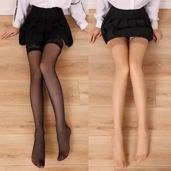 Женские осенние шелковые кружевные носки Fenna до бедра — нескользящие, сексуальные и стильные M size чёрный